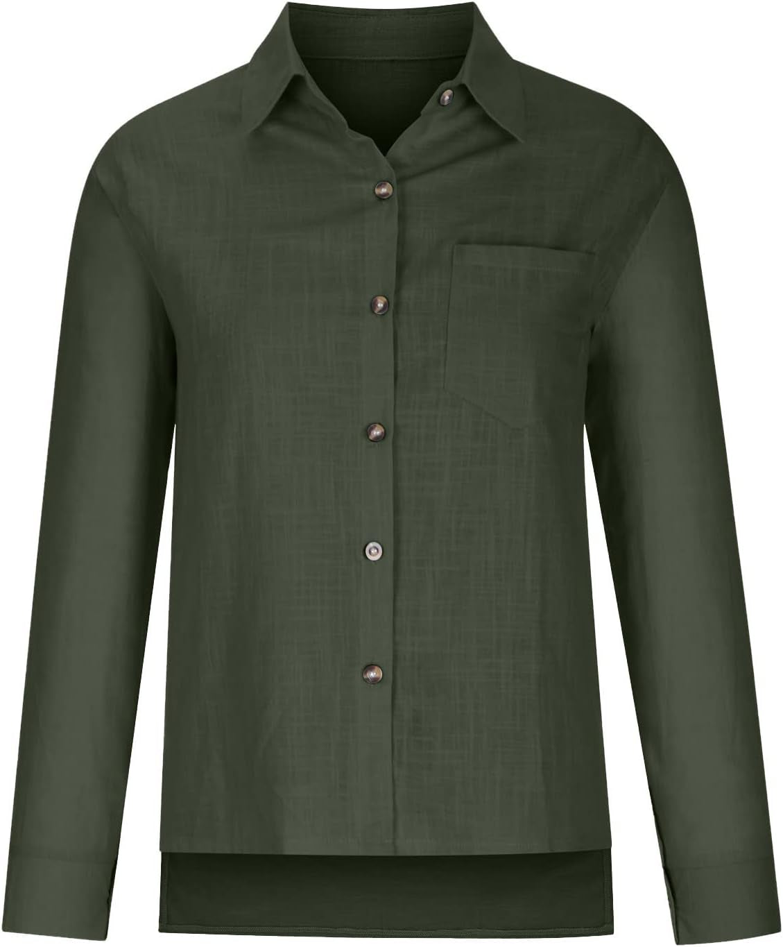 Women Cotton Linen Summer Tops Button down Shirts Dressy Causal Long Sleeve Gauze Blouses Trendy Boho Clothes 2024 Linen Shirt Women Army Green XL