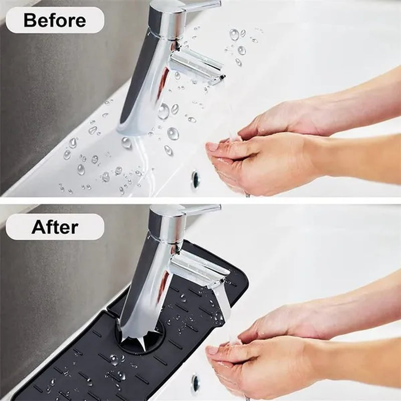 1Pcs Silicone Faucet Mat Water Ripples Kitchen Bathroom Drainage Pad Wash Basin Large Sink Splash Pad Countertop Protector