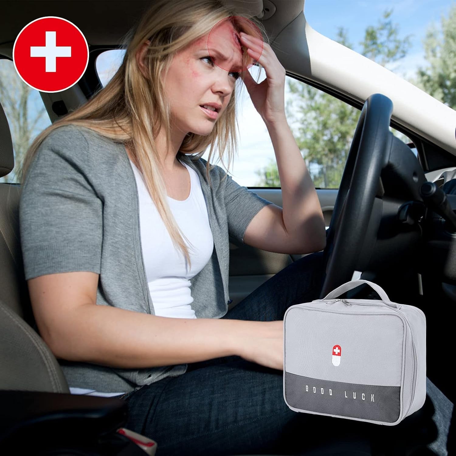 2Pcs First Aid Kit Bag Empty Portable Emergency Kits Trauma Bag - Ideal for Car, Trucks, Camping, Hiking, Travel, Office, Sports, Pets, Hunting, Home (Grey)