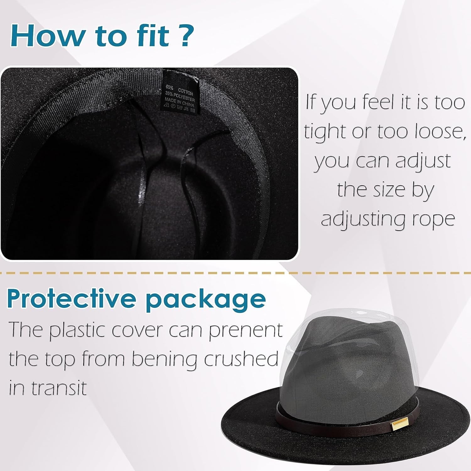 Fedora Hats for Men Wide Brim Panama Hat with Classic Belt