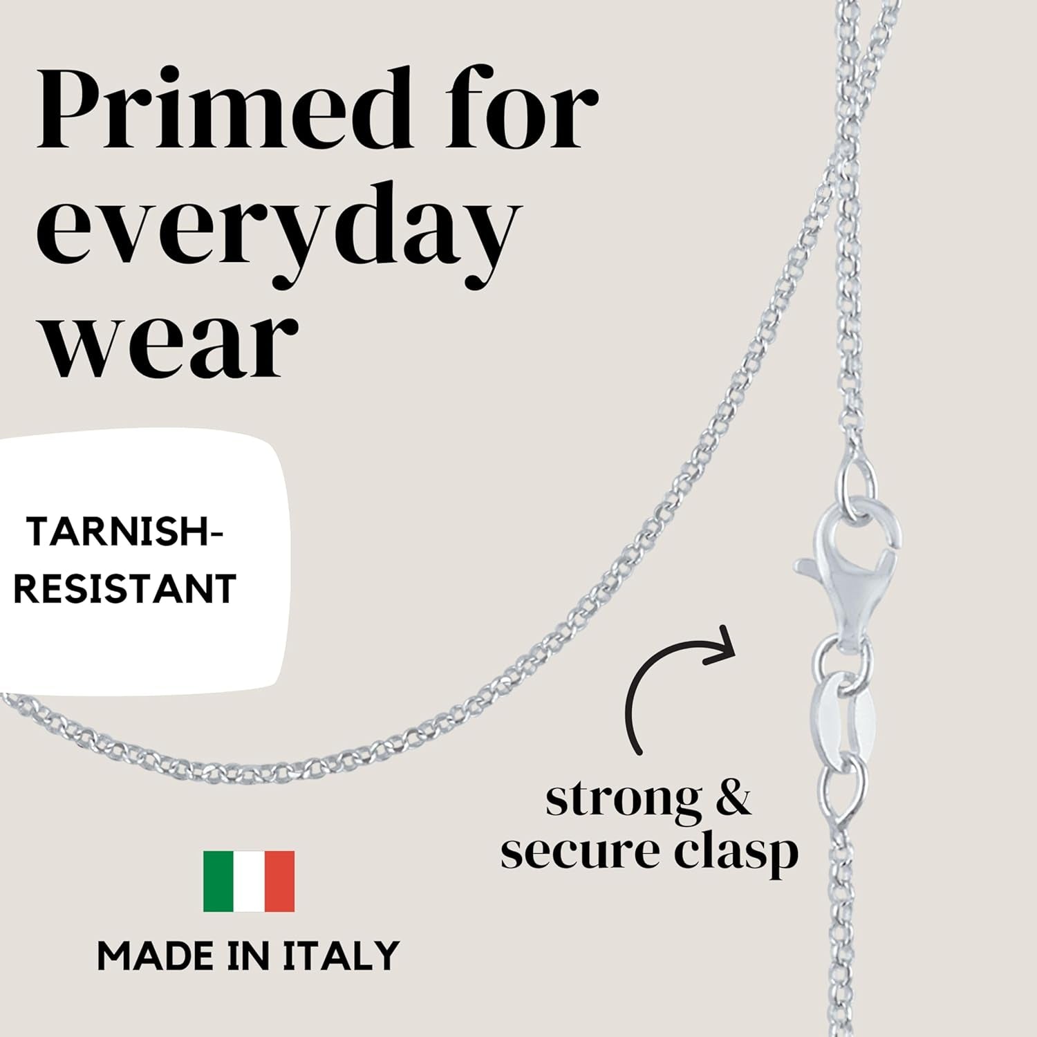 Solid 925 Sterling Silver Chain Necklace - Diamond Cut Cable Link Chain – 1.6Mm Thin, Dainty, for Women & Men with Lobster Clasp – Made in Italy, (16-30 Inch)