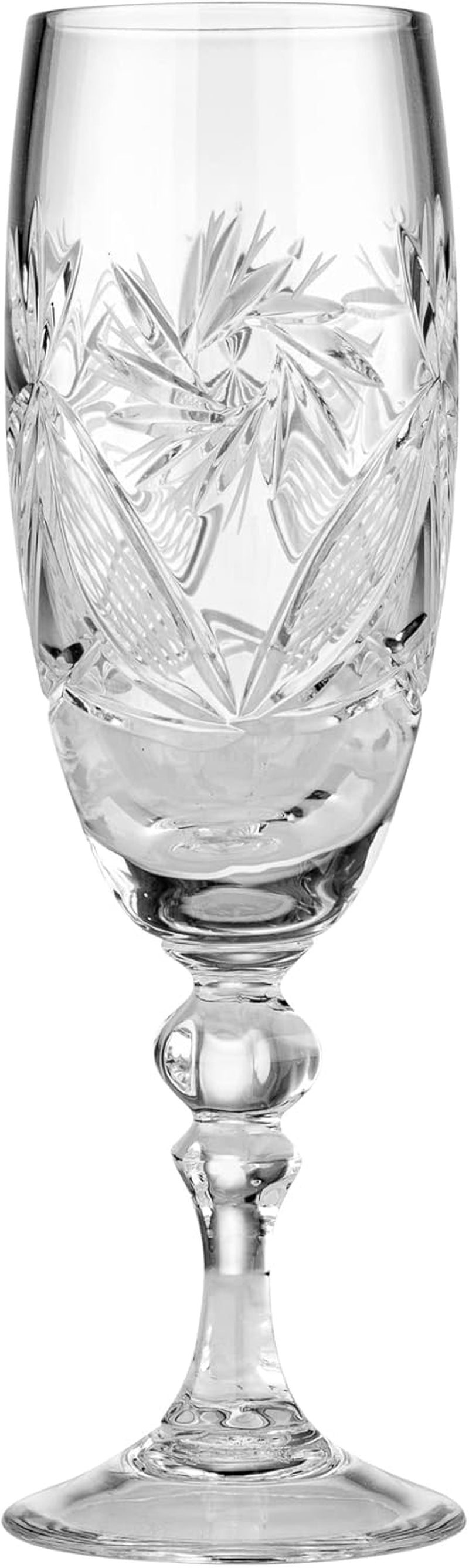 6 Russian CUT Crystal Champagne Glasses on a Stem 200Ml/6.8Oz Hand Made