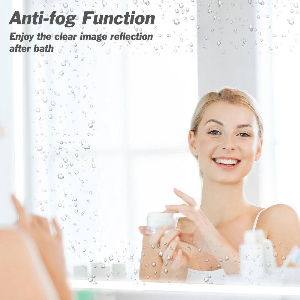 48 In. W X 30 In. H Large Rectangular Frameless LED Light with Anti-Fog Wall Mounted Bathroom Vanity Mirror
