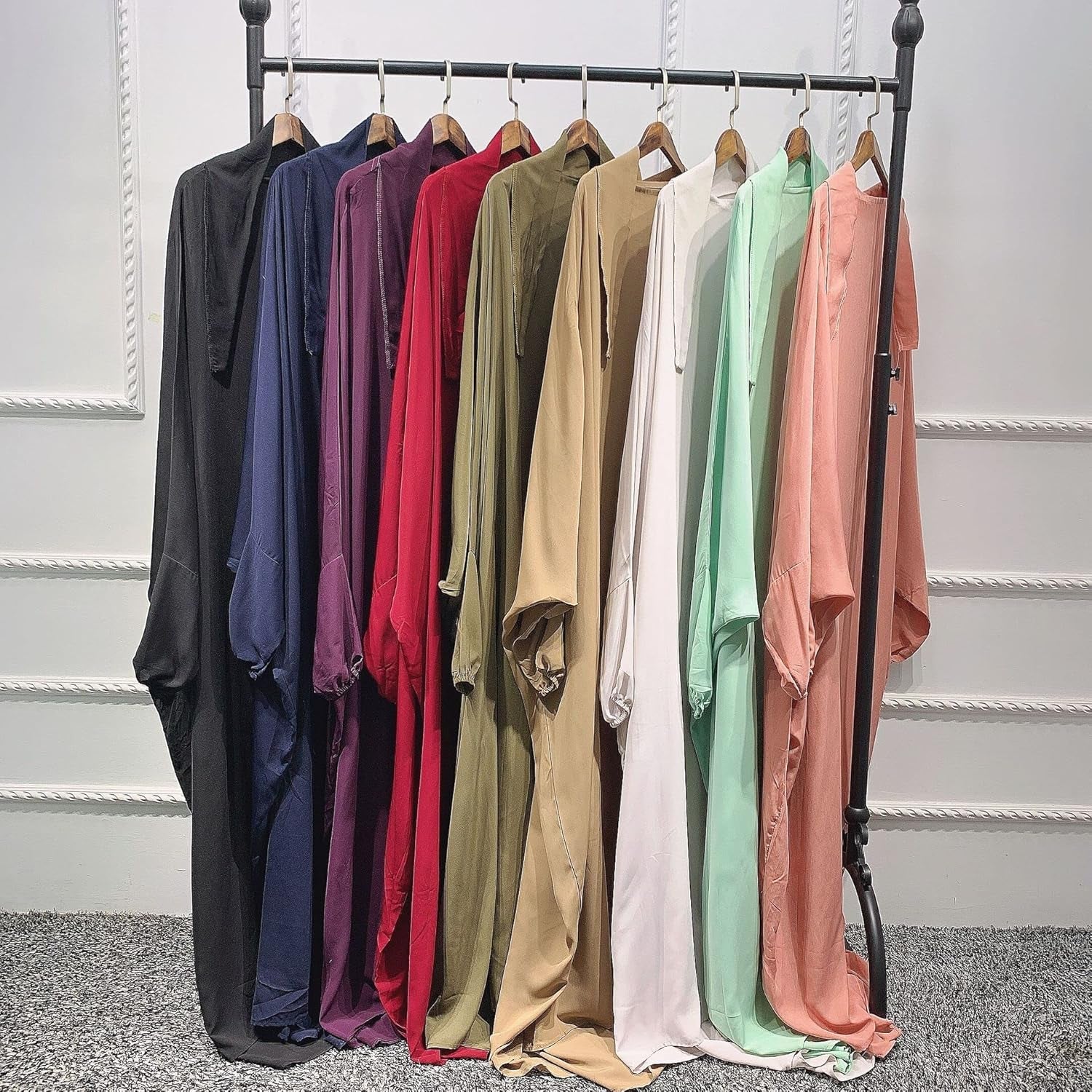 Women Muslim One-Piece Loose Full Cover Long Dress One-Size Overall Hijab Hooded Prayer Dress
