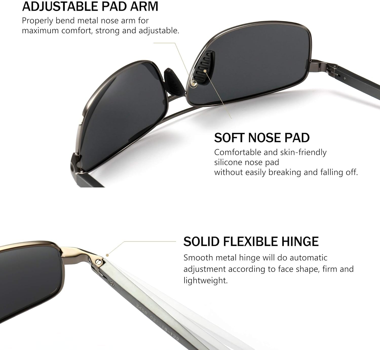 Ultra Lightweight Rectangular Polarized Sunglasses UV400 Protection