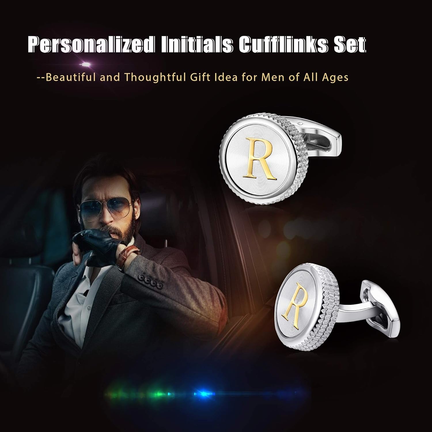 4Pairs Men'S Initial Letter Shirts Cufflinks Engraved Shirt Cufflink Alphabet Set Fashion Dazzle Tuxedo Cufflinks Business Wedding Father'S Daygift
