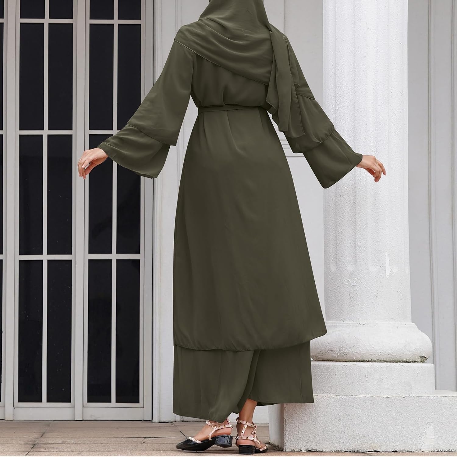 Abayas Muslim Dress for Women Long Sleeve Islamic Abaya Eid Dubai Kaftan Dresses Middle East Prayer Dress Chiffon Robe