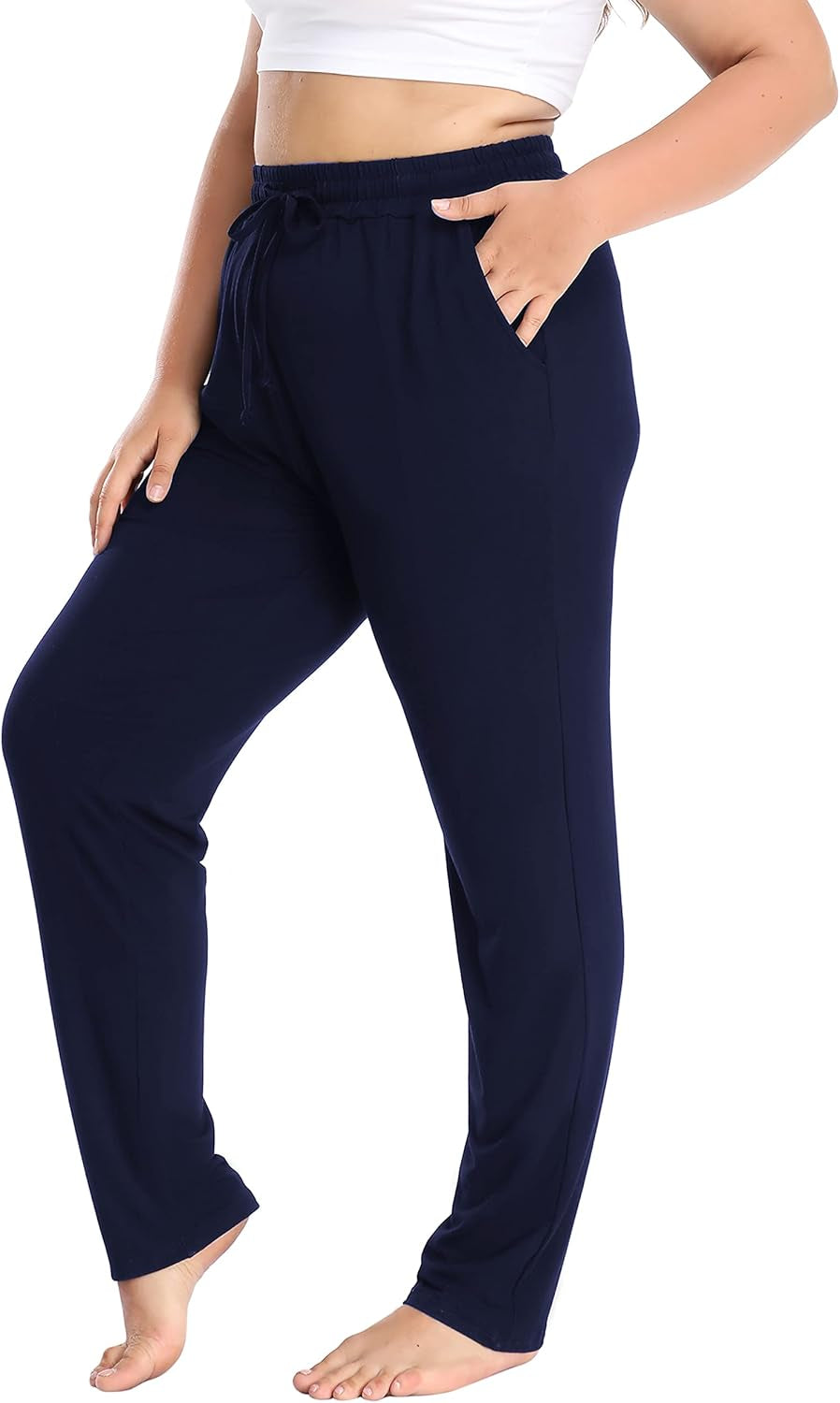 Women'S plus Size Comfy Lounge Pants Active Yoga Sweatpants Casual Stretchy Jogger Pants with Pockets Drawstring