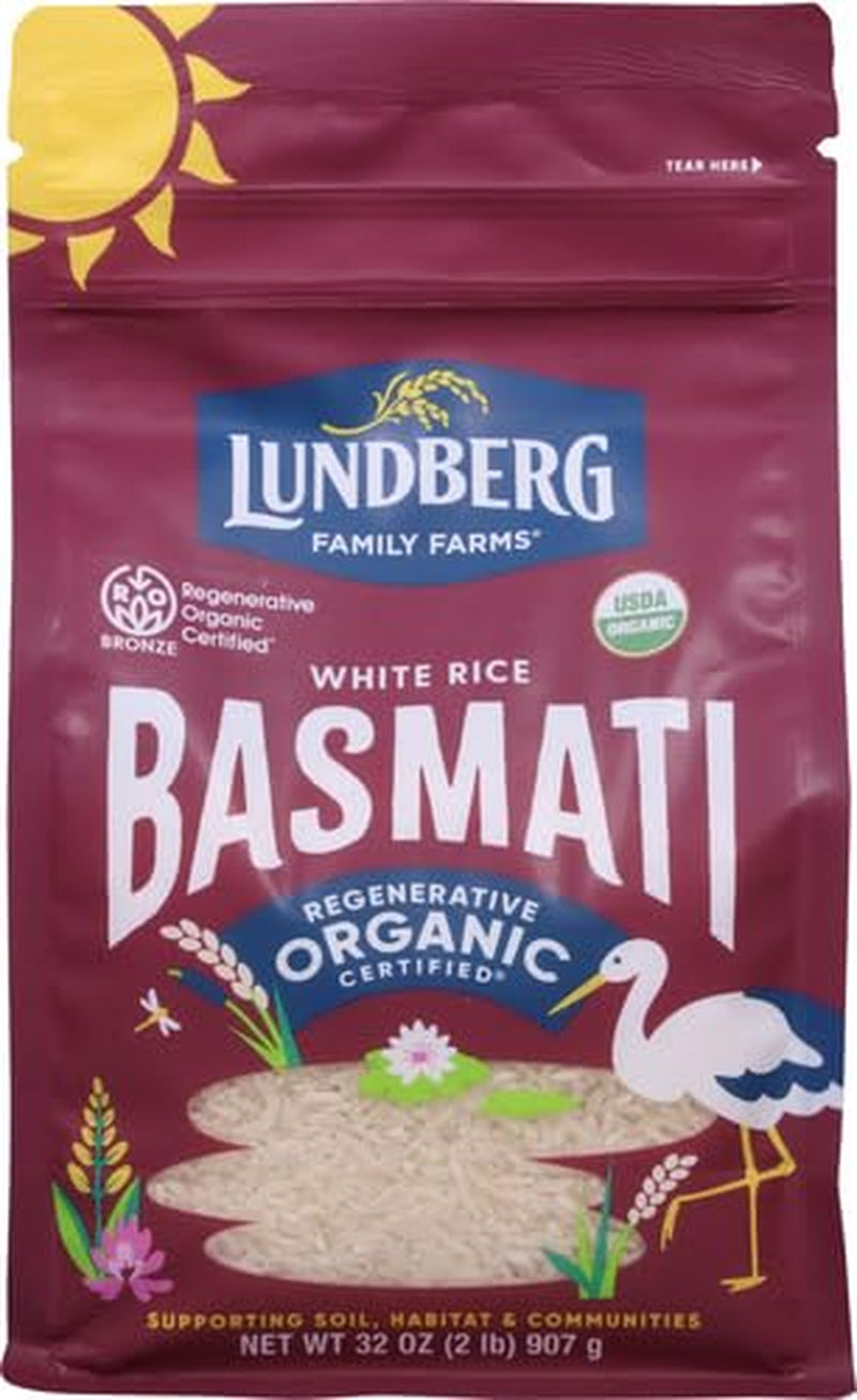 Regenerative Organic Certified (Roc) Long Grain White Basmati Rice – Non-Sticky, Fluffy Aromatic Organic Rice Grown in California, 32 Oz