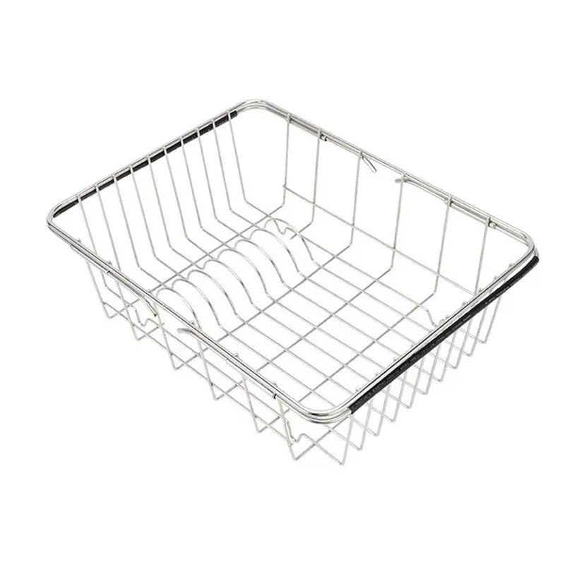 Kitchen Storage Organizer Dish Drainer Drying Rack Sink Holder Tray For Plates Bowl Cup Tableware Shelf Basket Adjustable Stainless Steel Dish Rack Drainer