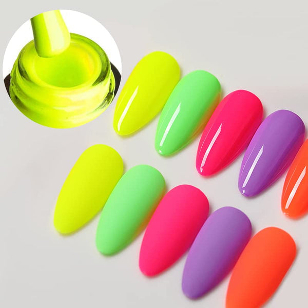 VENALISA Neon Gel Nail Polish Set- 6 Colors Gel Polish Hot Pink Bright Orange Neon Yellow Green Purple Red Gel Polish Kit, DIY Art Home Salon Gifts for Girls
