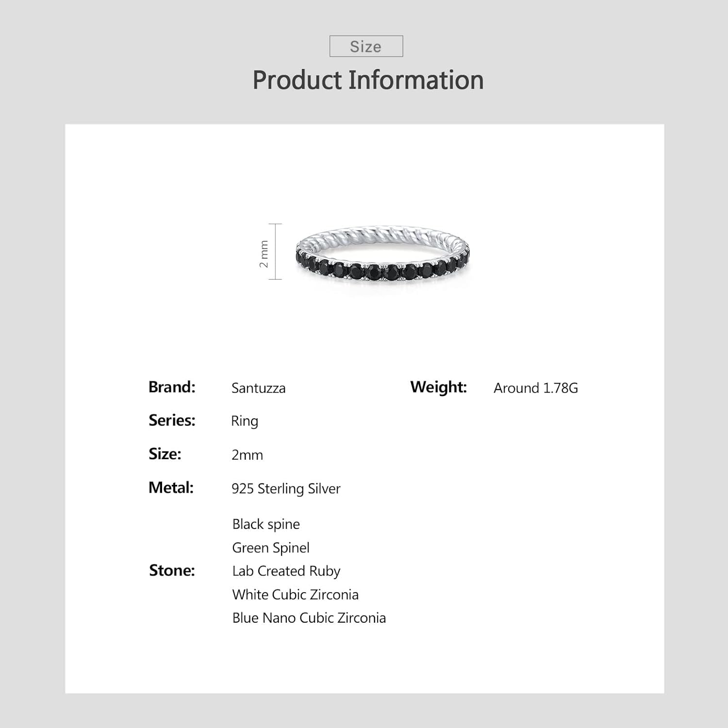 925 Sterling Silver Gemstone Stackable Ring Engagement Wedding Eternity Stacking Ring for Women