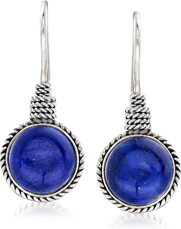 Lapis Drop Earrings in Sterling Silver