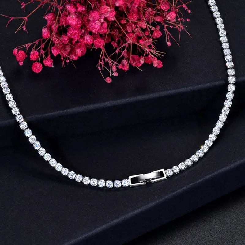 CANDICE Exclusive Design Bridal Jewelry Set with Red Teardrop Stones for Women Wedding CZ Long Tassel Choker Necklace Earrings Sets