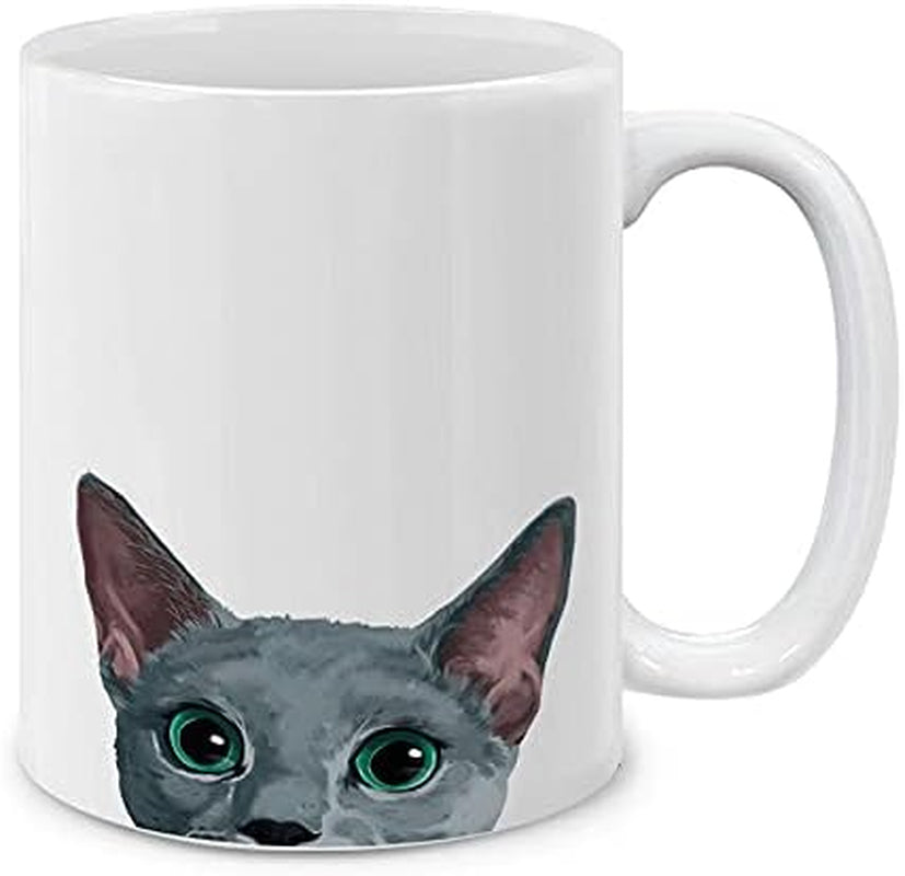 Russian Blue Cat Ceramic Coffee Mug Tea Cup, 11 OZ