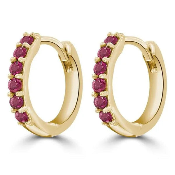 Majesty Diamonds MDR210152 0.25 CTW round Red Ruby Huggie Earrings in 14K Yellow Gold