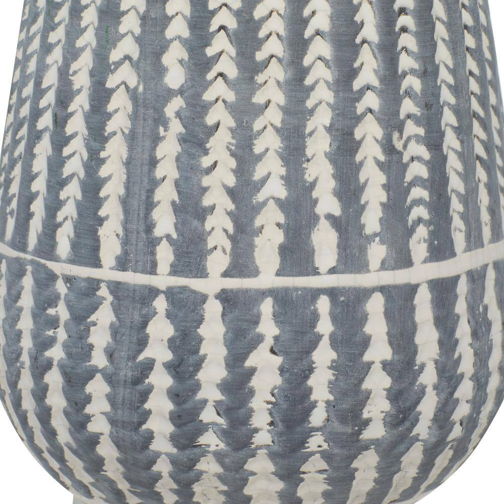10 In. White Ceramic Decorative Vase with Stripes