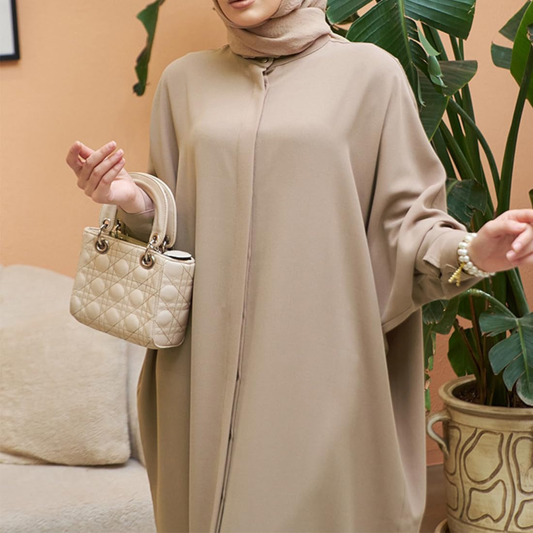 Women'S Muslim Dress Ramadan Abaya Batwing Sleeve Henley Shirt Prayer Kaftan Dubai Islamic Dress