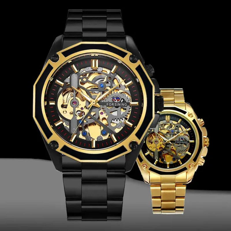 Top Forsining Mechanical Watches Automatic Men's Skeleton Waterproof Stainless Steel Watch Relogio Masculino