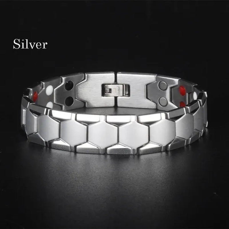Hot sale! 2020 New Black Mens Energy Bracelet 4000 Gauss Titanium Magnetic Health 4 In 1 Bracelet Bio Therapy Fashion Stainless Steel Bracelet Pulsera De Energía