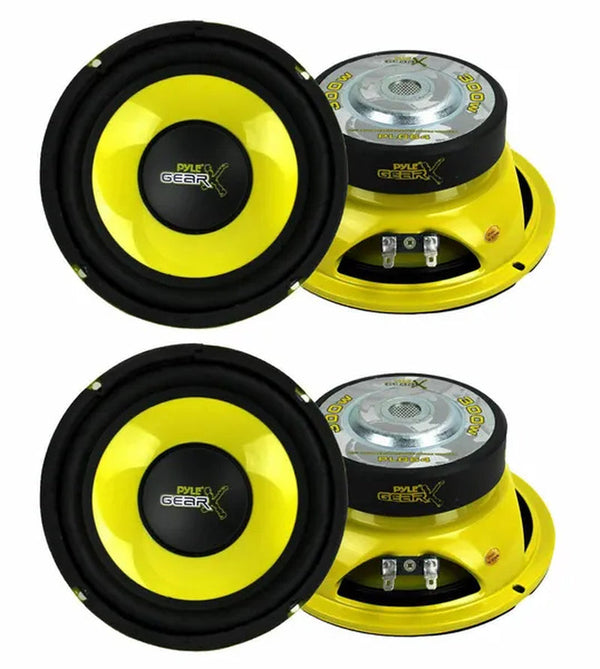 Pyle PLG64 6.5" 1200W Car Audio Mid Bass/Midrange Subwoofer Speaker Set, 2 Pair