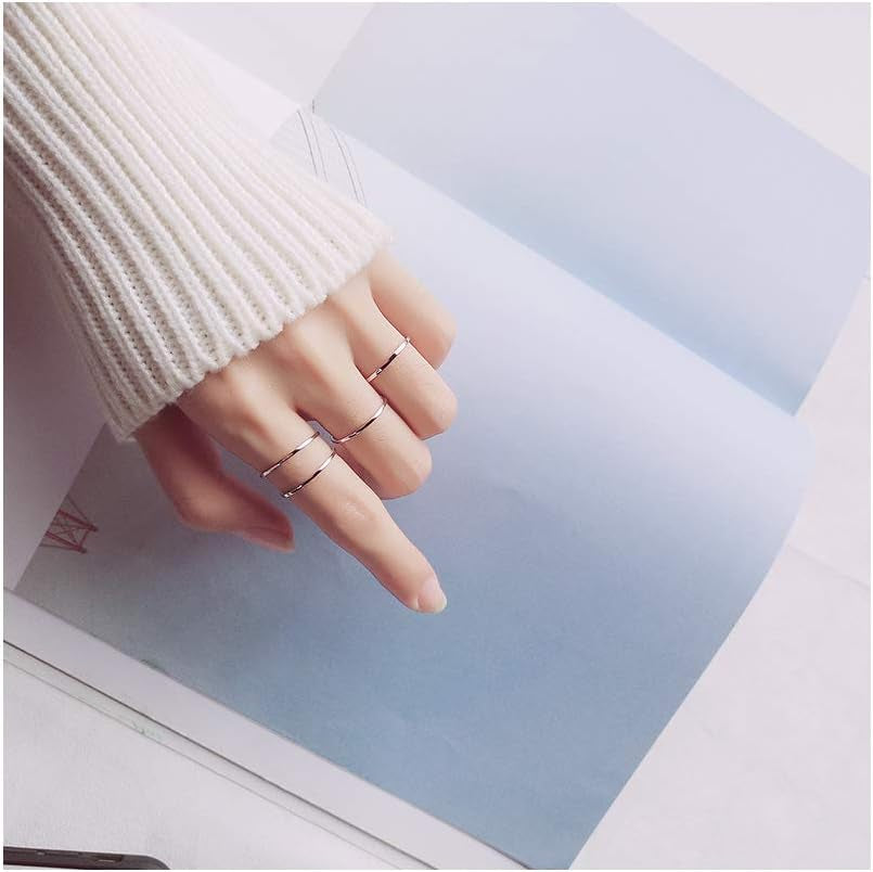 Minimalist 1Mm Midi Thin Open Band Ring S925 Sterling Silver Adjustable Stacking Wedding Promise Rings for Women Men