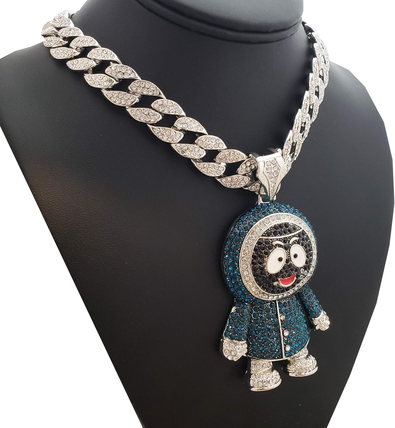 Hip Hop Iced Large BRICK SQUAD ESKIMO Pendant & 18" 1 ROW Tennis Choker Chain Necklace