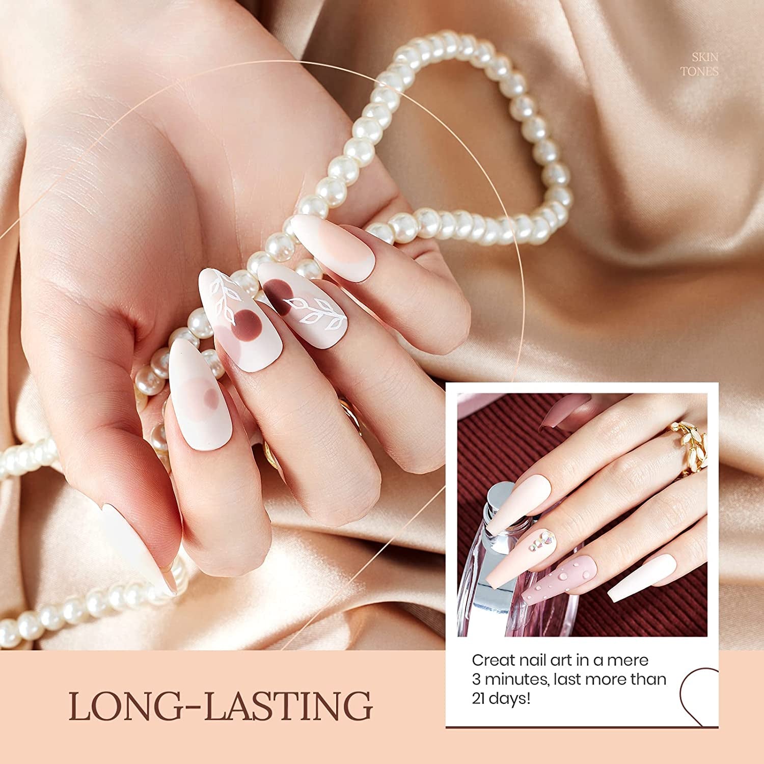 Nail Set 6 Colors Skin Tones Collection Nude Pink Gel Nail Polish Brown Neutral Soak off Uv Led Lamp Needed Manicure Diy Home
