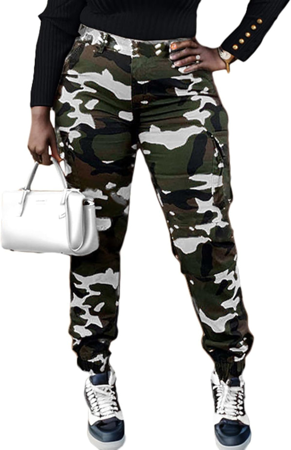 Women Camo Cargo Pants Camouflage Sweatpants Joggers Casual Army Fatigue Pants