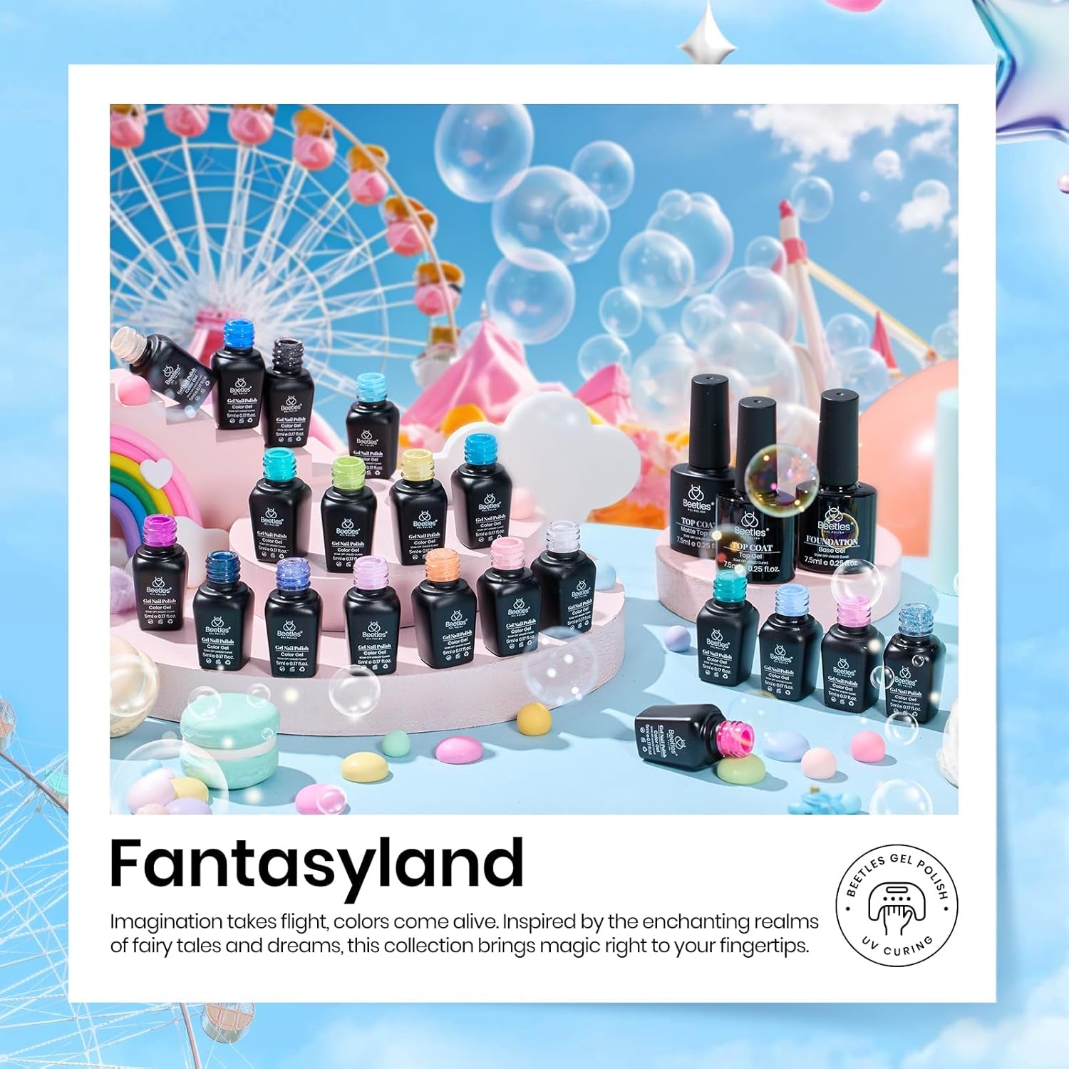 Beetles 23Pcs Gel Nail Polish Set with Base Gel Top Coat Spring Bright Colors, 2025 Gel Polish Kit Blue Pink Purple Orange Green Glitter Soak off Uv Led Nail Gel Trendy Rainbow Nail Art
