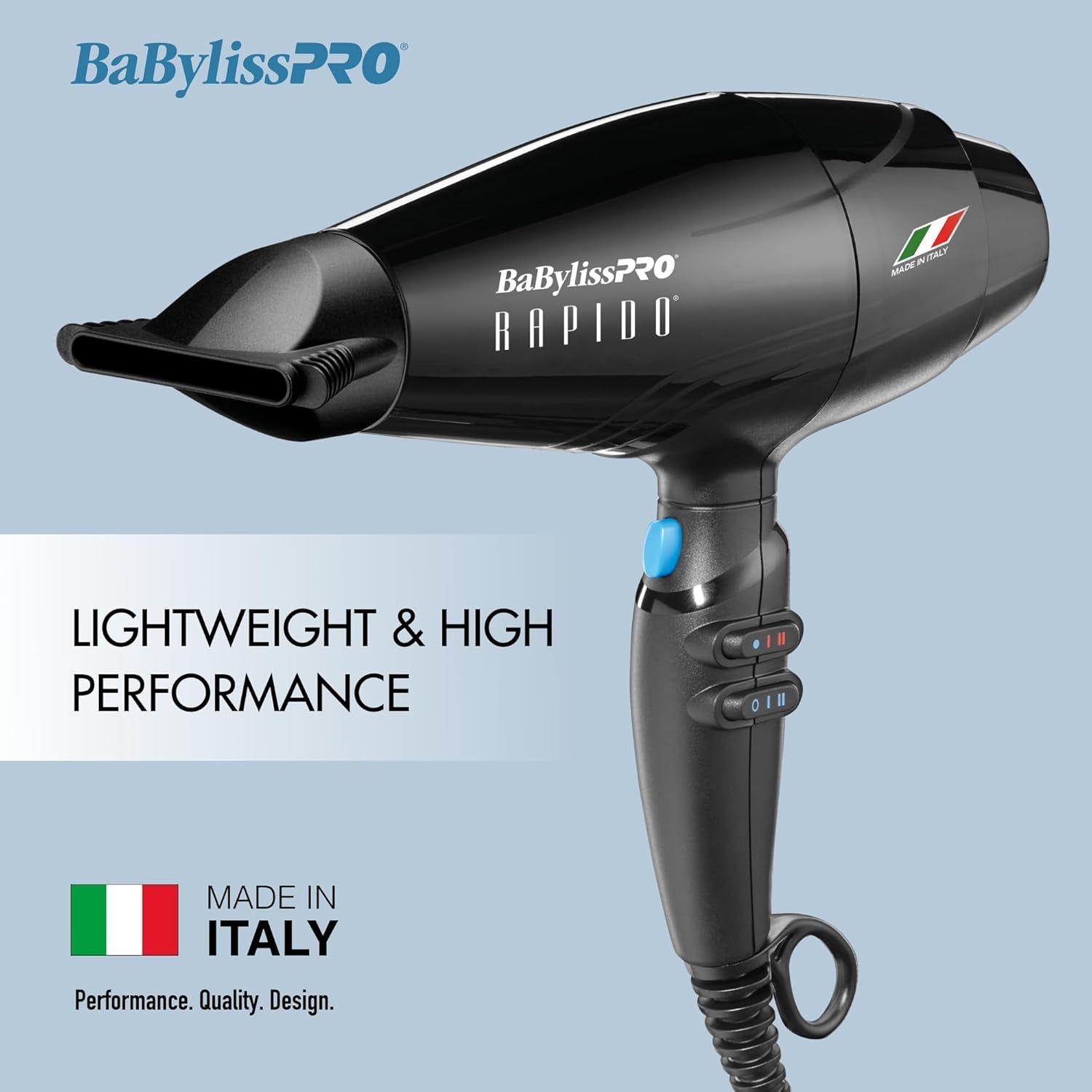 Nano Titanium Italian Rapido Hair Dryer - Professional, Lightweight 2000 Watt Blow Dryer