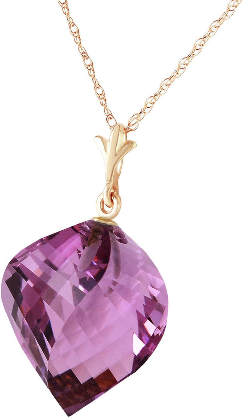 10.75 Carat 14K Solid Gold Necklace with Natural Twisted Spiral Briolette Amethyst