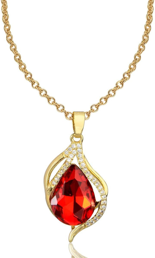 Cubic Zirconia Pendant Necklace Women - 14K Gold Plated CZ Simulated Diamond Crystal Lucky Tree of Life Cross Teardrop Rhinestone Necklace for Wedding Party Prom Bride Bridesmaids Birthday Gift