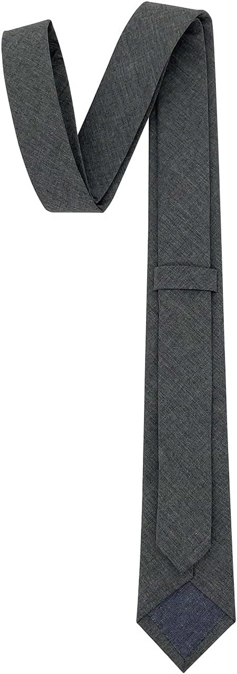 Mens Solid Color Necktie Cotton Neck Tie for Men