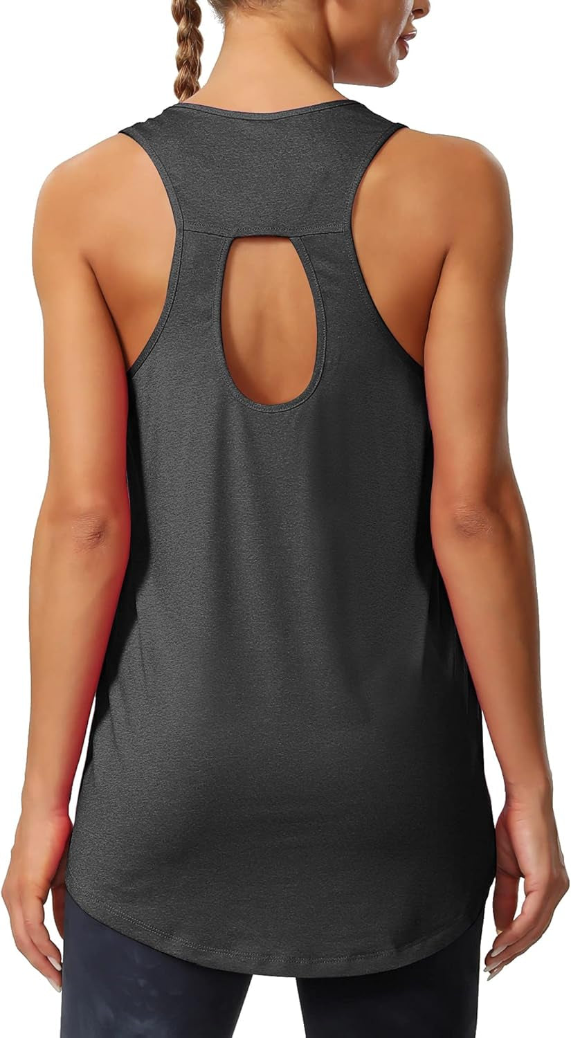 Womens Workout Athletic Tank Tops Loose Gym Yoga Racerback Sleeveless Running Sports Shirts Tops