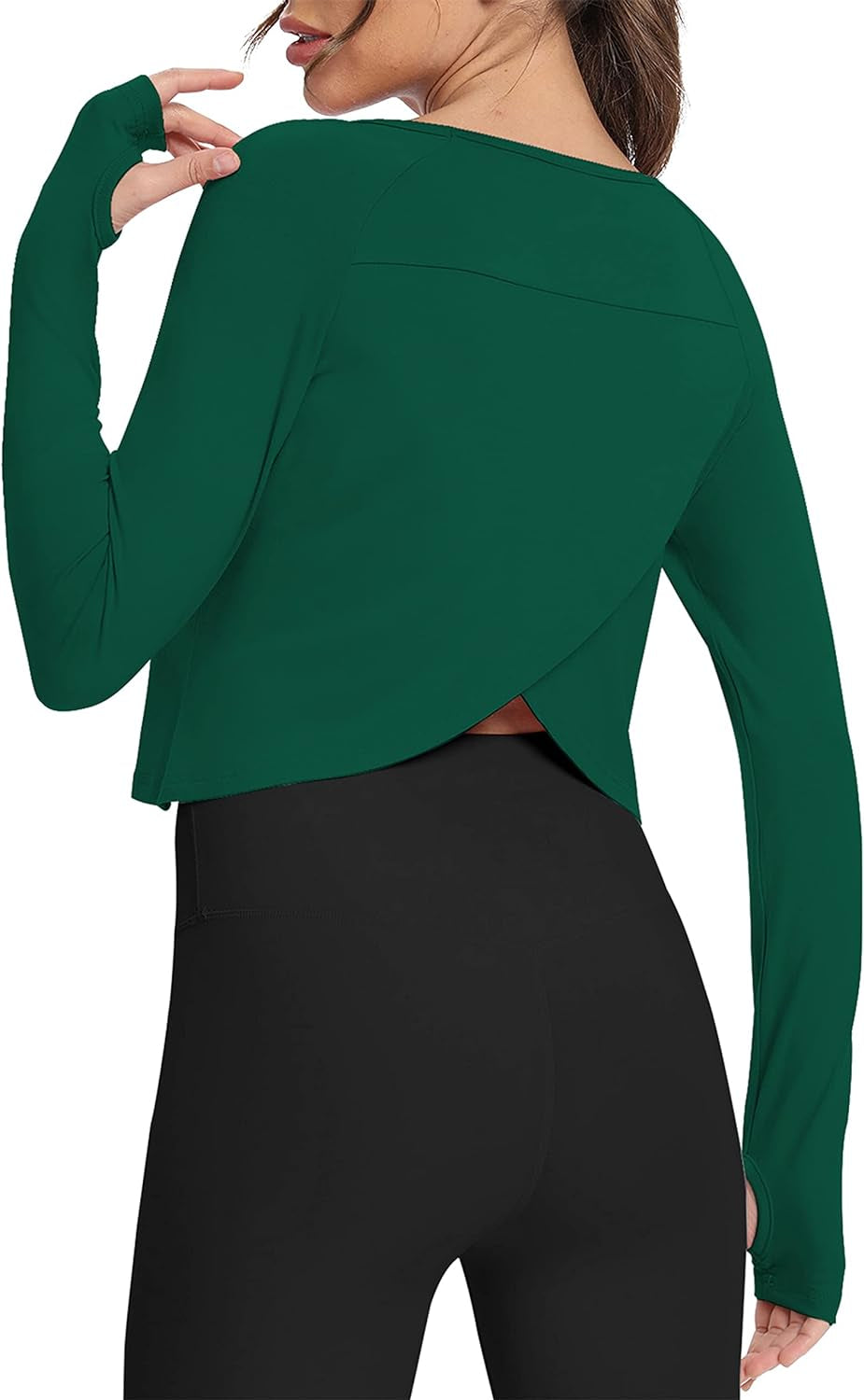 Long Sleeve Athletic Workout Shirts Sports Yoga Gym Crop Tops for Women