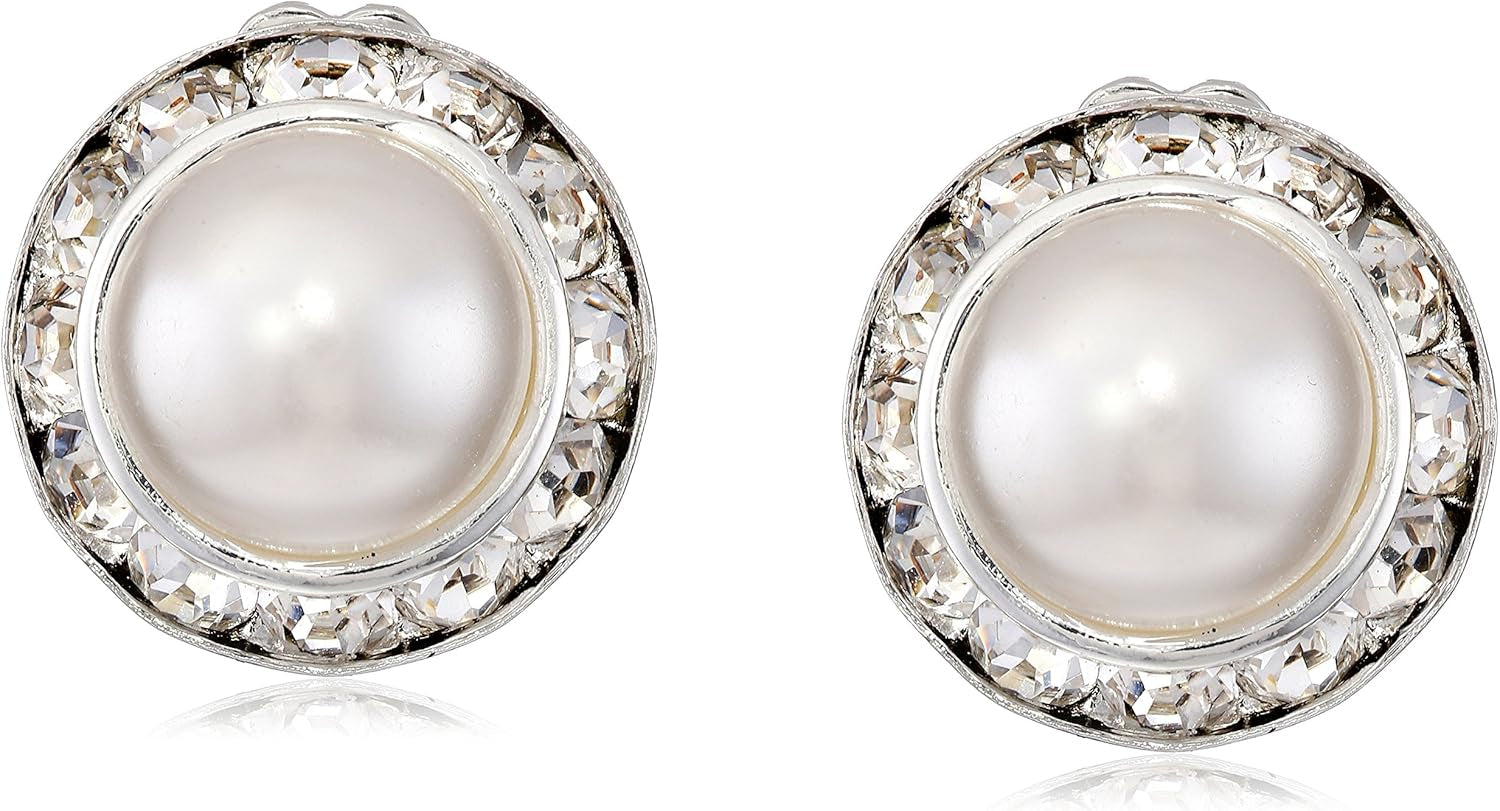 Silver Crystal Rhinestone Rondelle Circle round Shape Earrings