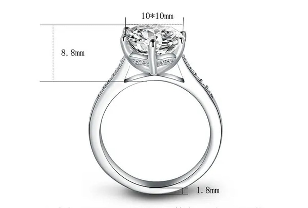 Sterling Silver Big 4 Carat Sona Diamond Wedding Engagement Ring
