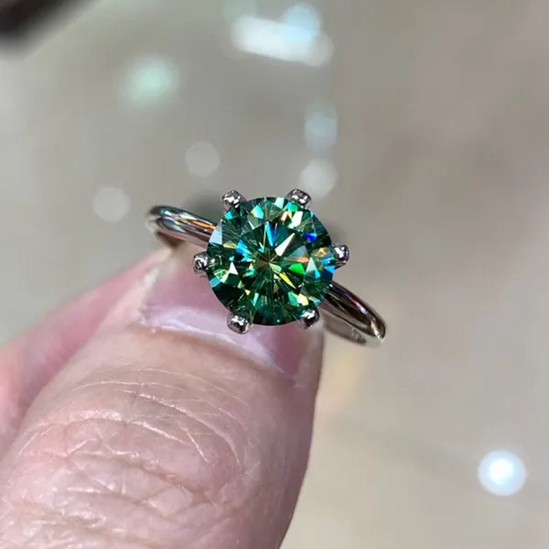 With Certificate S925 Moissanite Diamond Ring 2.0 Carat Round Cut Moissanite Ring Women's Engagement Ring Anniversary Ring