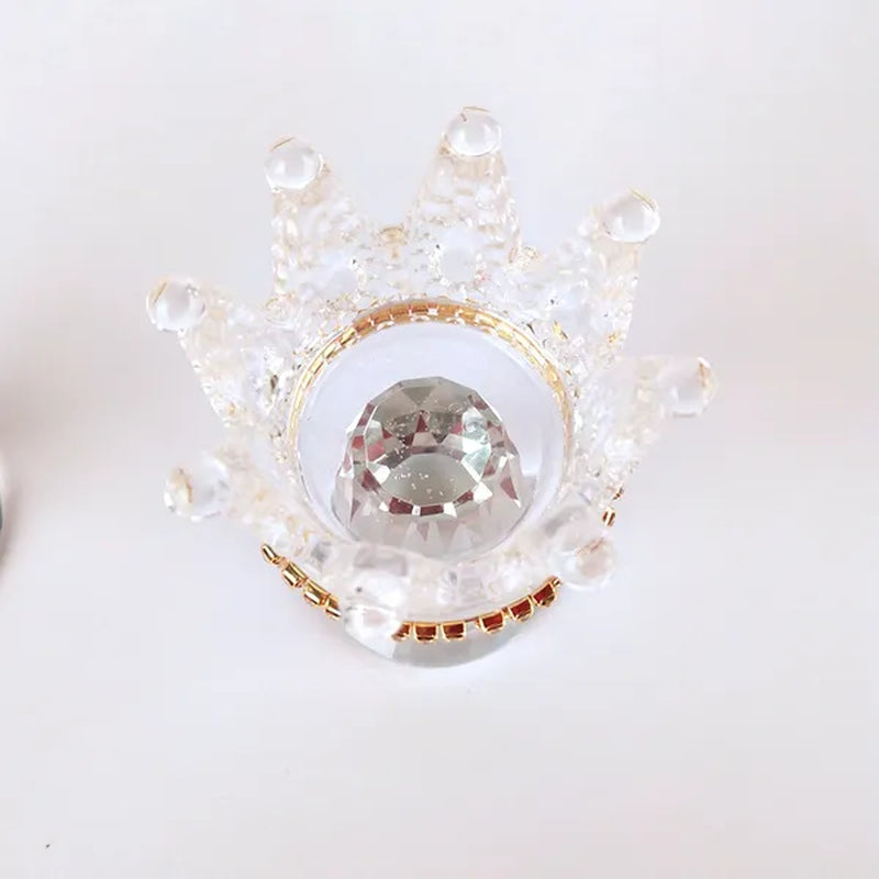 Crown Candlestick Candle Holder Transparent Glass Crystal Wedding Home Decor Big Tealight Candle Stand