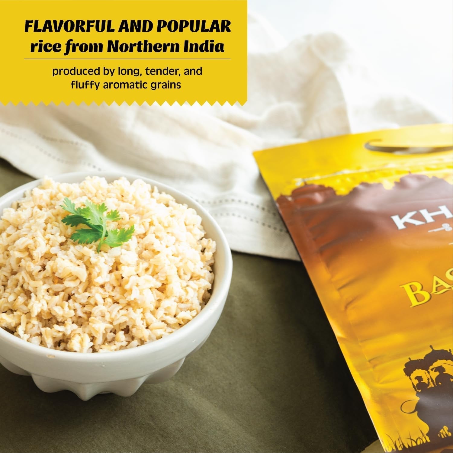 Authentic Brown Basmati Rice by  in 10 Lb Bag - Aromatic and Flavorful Indian Grain - Non-Gmo, Gluten Free, Kosher, Cholesterol Free
