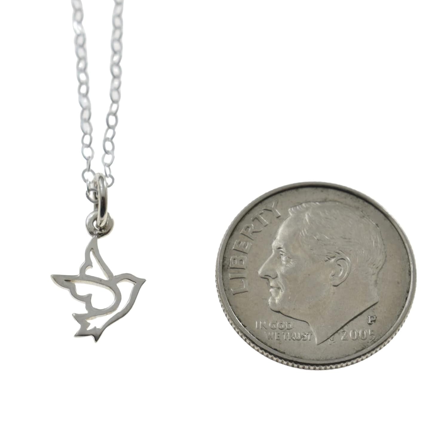 Peace Dove Pendant, Stylish Sterling Silver Dove Necklace, Handmade Necklaces on 16-Inch .925 Sterling Silver Chain for Women, Religious Jewelry, Confirmation Gift Items
