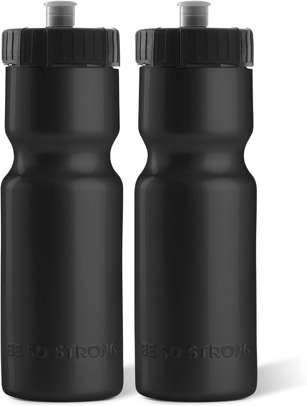 Sports Water Bottles – Reusable 22 Oz Bpa-Free Plastic Bottles with Pull Top Cap – Made in USA – Top Rack Dishwasher Safe – Fits Most Bike Cages Brand