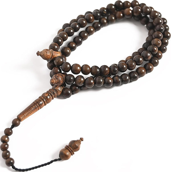 White Oud Wood Tasbih 99 8Mm Aetoxylon - Islamic Prayer Beads for Tasbeeh, Dhikr, Zikr - Muslim Rosary, Tespih, Misbaha, Masbaha, Muslim Mala, Sibha, Subha, Worry Beads, Prayer Counter