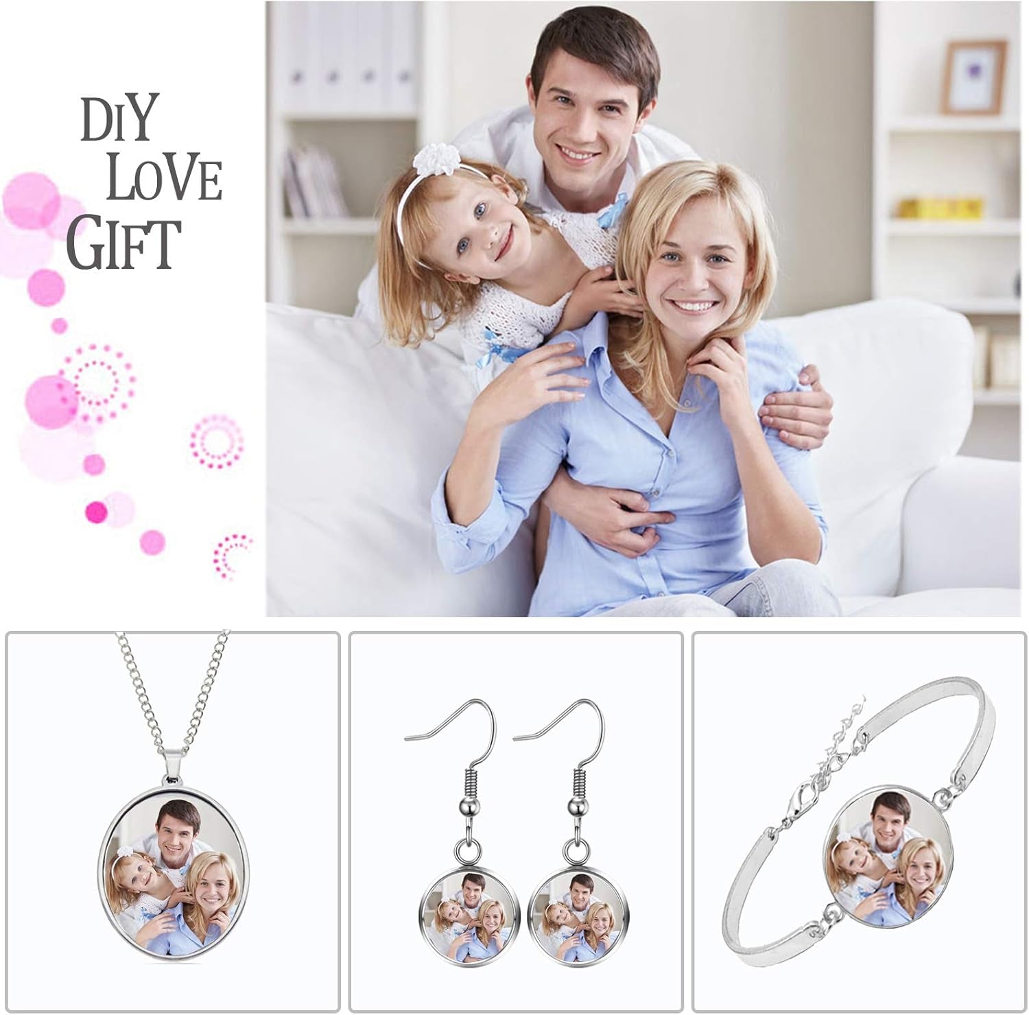 40Pcs Pendant Trays Set, Including 5Pcs Pendant Trays Necklace, 5Pcs Bracelet Bezel Settings, 10Pcs Glass Cabochons Earrings, 20Pcs Glass Dome Cabochon for DIY Jewelry Making