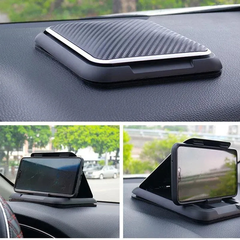 Carbon Fiber Car Phone Holder Dashboard Cell Phone Holder Desktop Mount Support Bracket Universal 3 to 7 Inch Mobile Phone Stand For IPhone XR XS MAX GPS