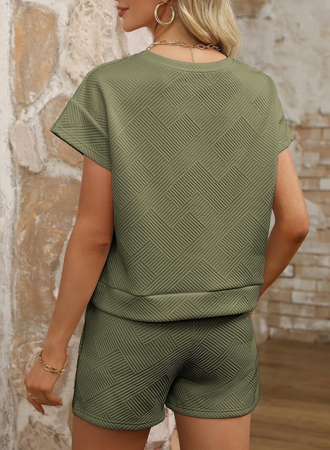 Women'S 2 Piece Outfits Sweatsuit Casual Short Sleeve Pullover Tops and Drawstring Shorts Pants Lounge Sets