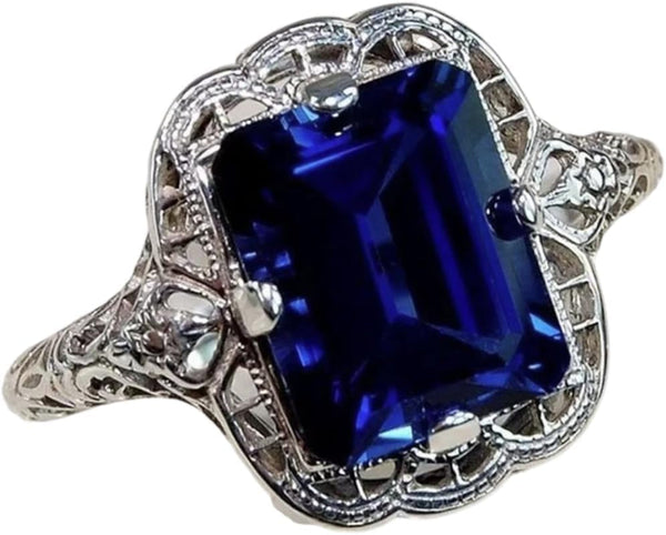 Elegant Huge Natural 3.5Ct Tanzanite 925 Silver Sapphire Ring Women Wedding Engagement Size 6-10