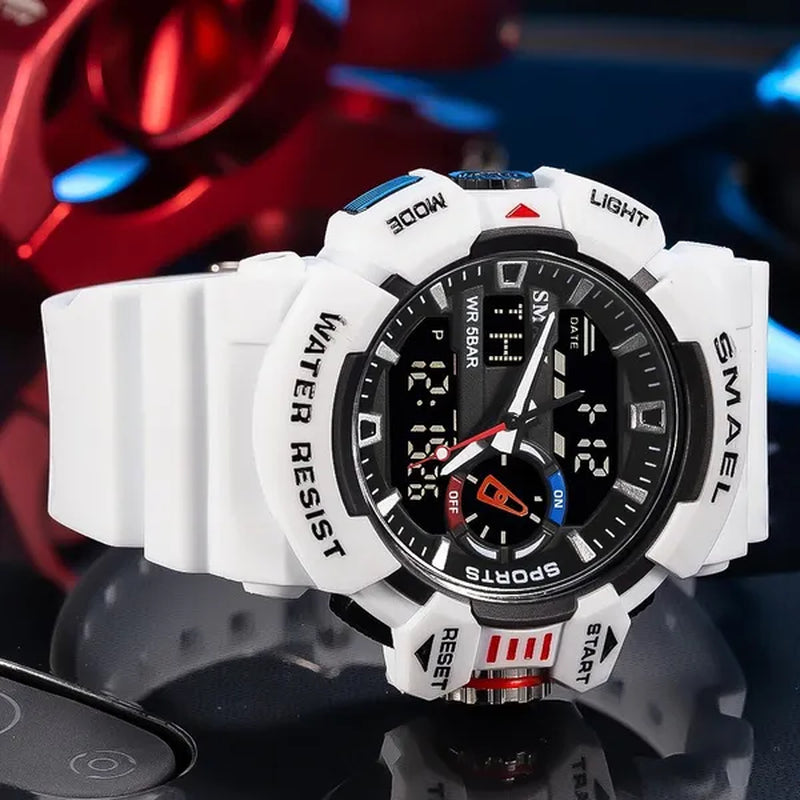 SMAEL Fashion Men Sport Watch Military Watches LED Light Quartz Clock Male Waterproof Wristwatch Stopwatch Big Dial Clock