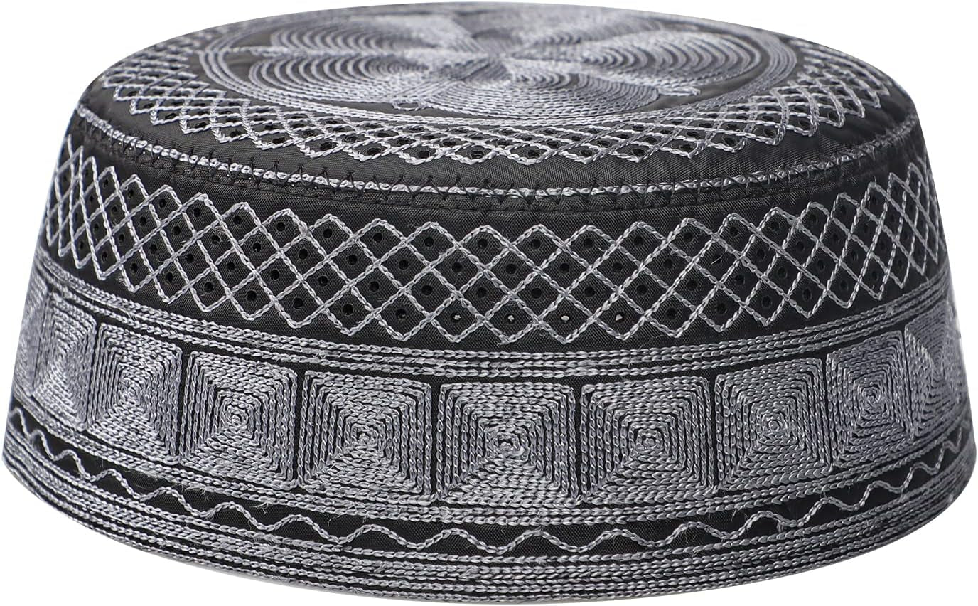 Muslim Prayer Kufi Hat for Men Boys Islamic Beanie Skull Cap Prayer Headwear Embroidery Kofia Topi Sun Hat Ramadan Eid Gift